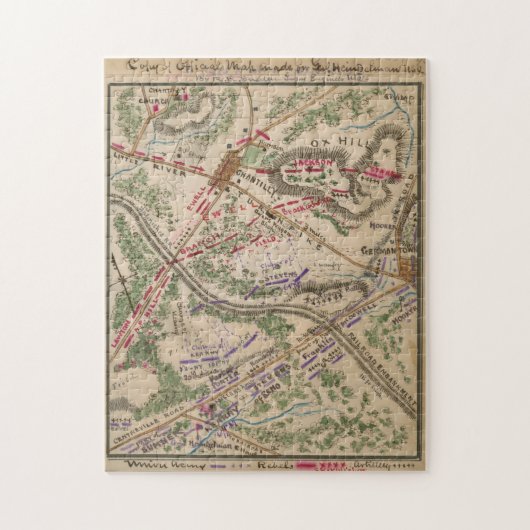 kaart van de slag om Chantilly (1865) Legpuzzel (Verticaal)