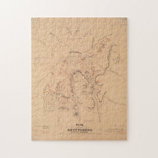  kaart van de slag om Gettysburg (1864) Legpuzzel (Verticaal)