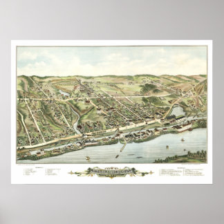 Kaart van de sluizen van Windsor, CT in 1877 Poster