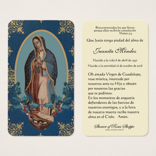 Kaart van de Spaanse maagd Mary Holly Religieuze g (Voorkant /achterkant)