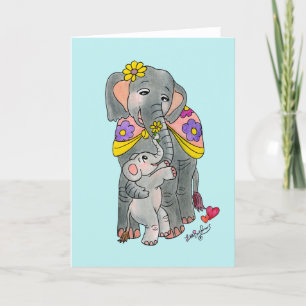 Kaart van de Spaanse olifant moeder en zoon Moeder