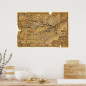 Kaart van de spoorweg van Baltimore en Ohio in 187 Poster (Keuken)