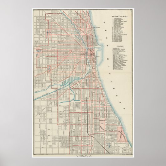  kaart van de spoorweg van Chicago (1893) Poster (Voorkant)