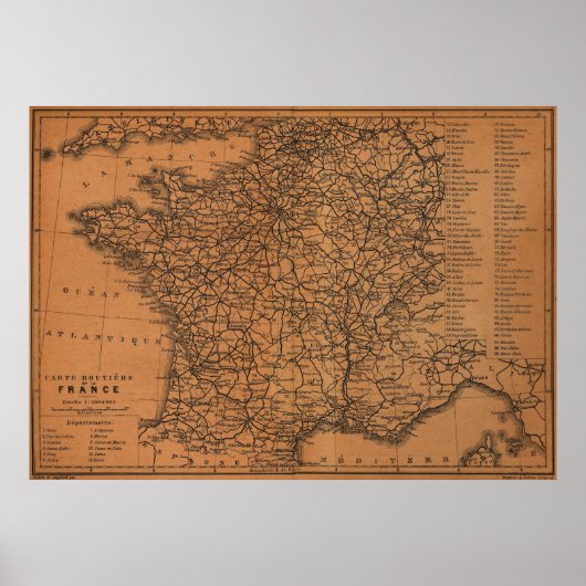 kaart van de spoorwegen in Frankrijk (1914) Poster (Voorkant)