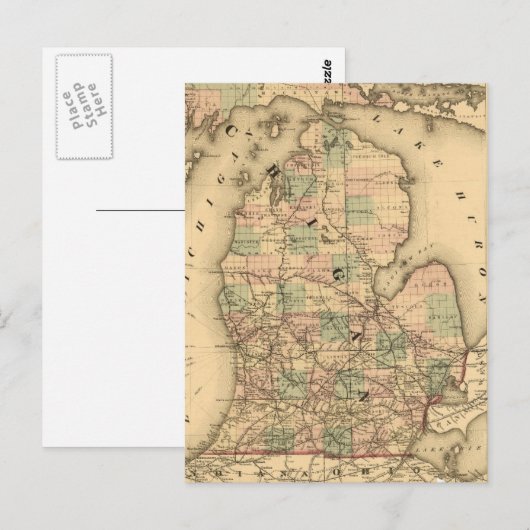  kaart van de spoorwegen van Michigan (1876) (Voorkant / Achterkant)