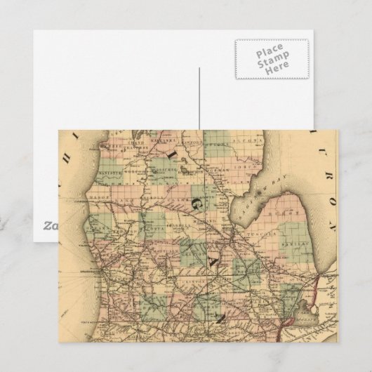  kaart van de spoorwegen van Michigan (1876) (Voorkant / Achterkant)