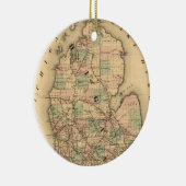  kaart van de spoorwegen van Michigan (1876) Keramisch Ornament (Rechts)