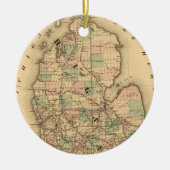  kaart van de spoorwegen van Michigan (1876) Keramisch Ornament (Voorkant)