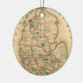  kaart van de spoorwegen van Michigan (1876) Keramisch Ornament (Links)