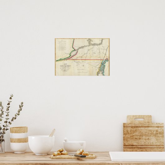 Kaart van de St. Lawrence en het aangrenzende land Poster (Keuken)