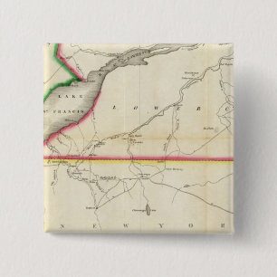 Kaart van de St. Lawrence en het aangrenzende land Vierkante Button 5,1 Cm