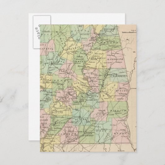 Kaart van de staat Alabama 2 (Voorkant / Achterkant)