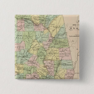 Kaart van de staat Alabama 2 Vierkante Button 5,1 Cm