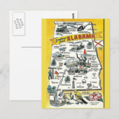 Kaart van de staat Alabama Briefkaart (Voorkant / Achterkant)