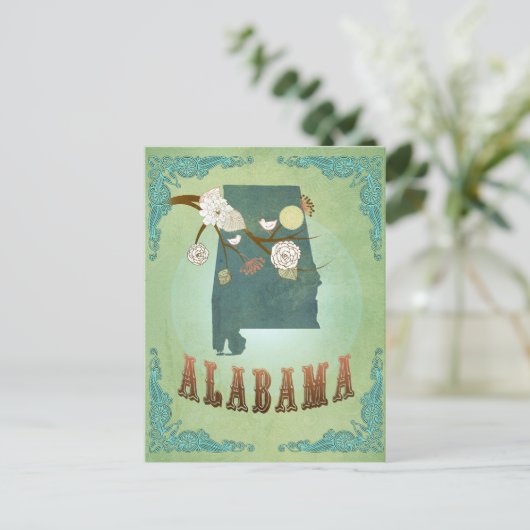 Kaart van de staat Alabama - Groen (Staand voorkant)