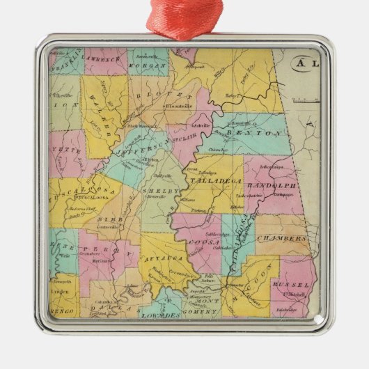 Kaart van de staat Alabama Metalen Ornament (Voorkant)