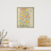 Kaart van de staat Alabama Poster (Keuken)