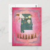 Kaart van de  staat Alabama - Snoep Pink (Voorkant / Achterkant)