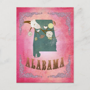 Kaart van de staat Alabama - Snoep Pink
