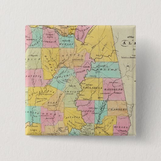 Kaart van de staat Alabama Vierkante Button 5,1 Cm (Voorkant)