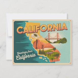 Kaart van de staat Californië geïllustreerd