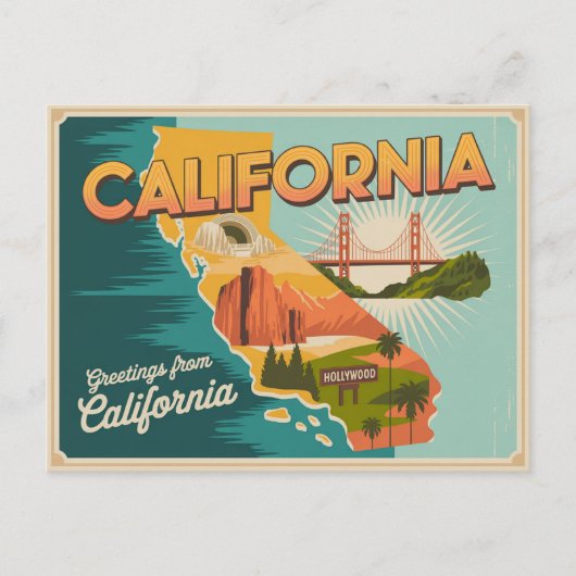 Kaart van de staat Californië geïllustreerd (Voorkant)