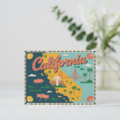 Kaart van de staat Californië geïllustreerd (Staand voorkant)