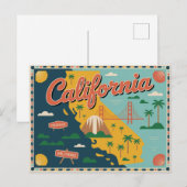 Kaart van de staat Californië geïllustreerd (Voorkant / Achterkant)