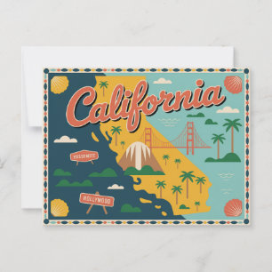 Kaart van de staat Californië geïllustreerd
