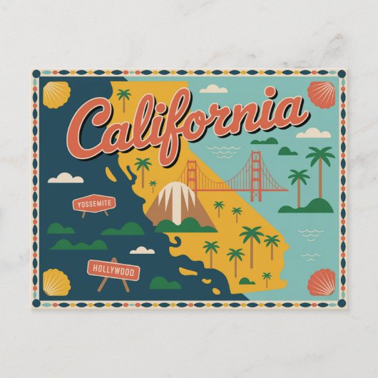 Kaart van de staat Californië geïllustreerd (Voorkant)