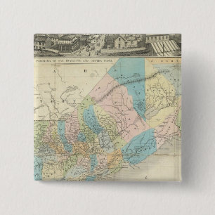 Kaart van de staat Californië Vierkante Button 5,1 Cm