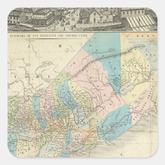 Kaart van de staat Californië Vierkante Sticker (Voorkant)