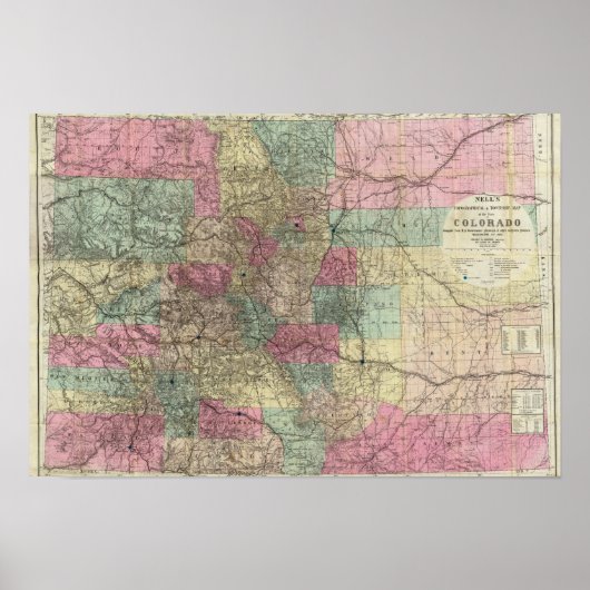 Kaart van de staat Colorado Poster (Voorkant)