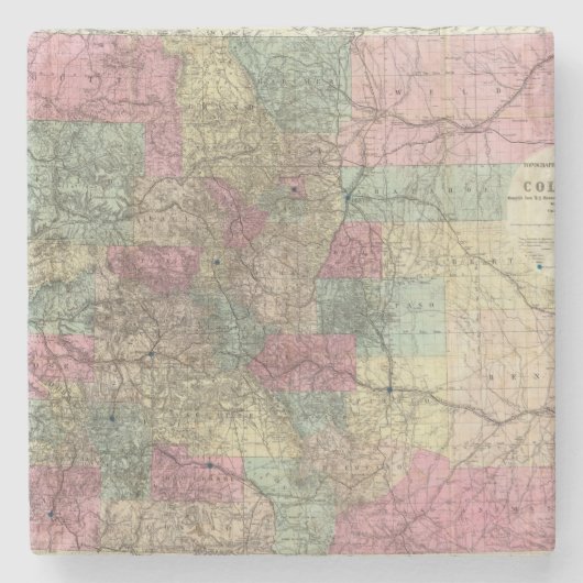 Kaart van de staat Colorado Stenen Onderzetter (Voorkant)