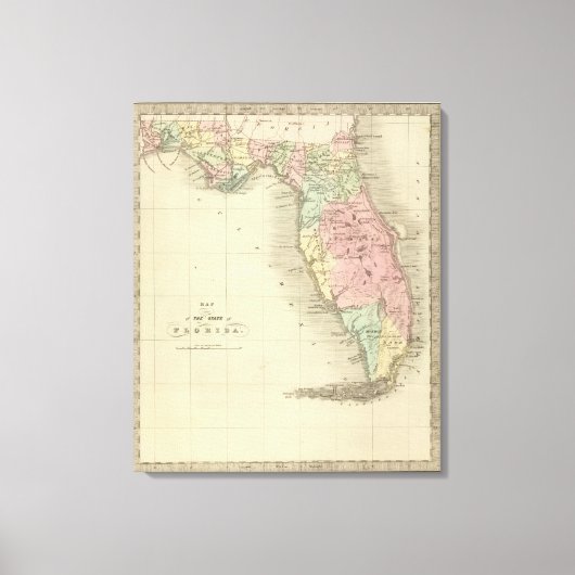 Kaart van de staat Florida Canvas Afdruk (Voorkant)