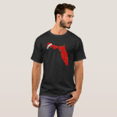 Kaart van de staat Florida Christmas Lights Santa  T-shirt (Voorkant volledig)