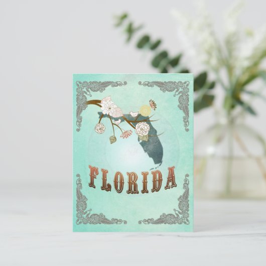 Kaart van de  staat Florida - Turquoise Blue (Staand voorkant)