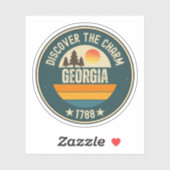 Kaart van de staat Georgia - GA Travel Keepsake Sticker (Vel)