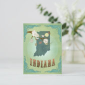 Kaart van de staat Indiana - Groen (Staand voorkant)