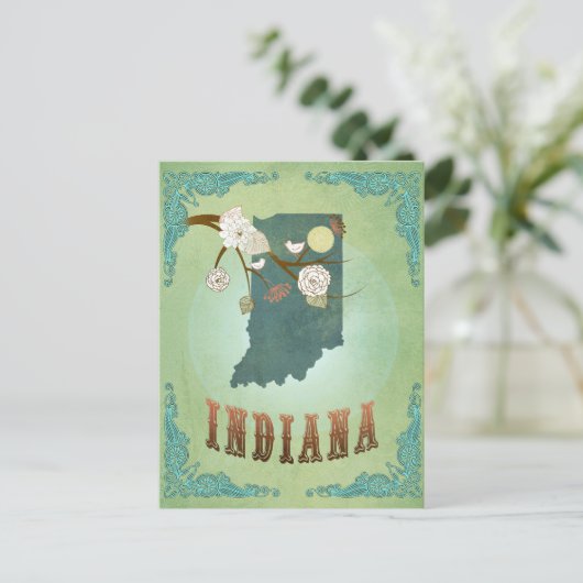 Kaart van de staat Indiana - Groen (Staand voorkant)