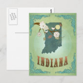 Kaart van de staat Indiana - Groen (Voorkant / Achterkant)