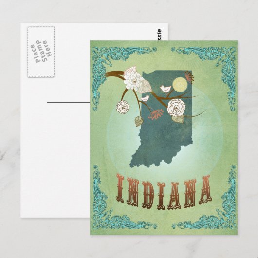 Kaart van de staat Indiana - Groen (Voorkant / Achterkant)