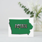 Kaart van de staat Iowa Green Outline & Fototekst (Staand voorkant)