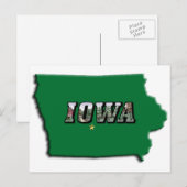 Kaart van de staat Iowa Green Outline & Fototekst (Voorkant / Achterkant)