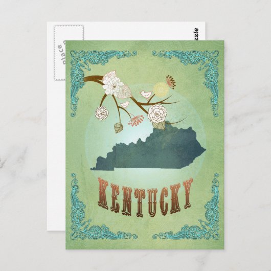 Kaart van de  staat Kentucky - Sage Green (Voorkant / Achterkant)