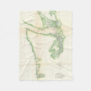kaart van de staat Kusta Washington (1857) Fleece Deken