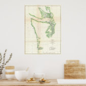  kaart van de staat Kusta Washington (1857) Poster (Keuken)