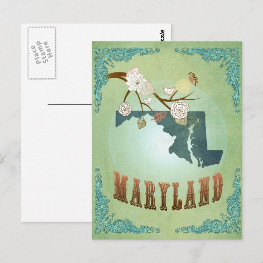 Kaart van de staat Maryland - Groen (Voorkant / Achterkant)