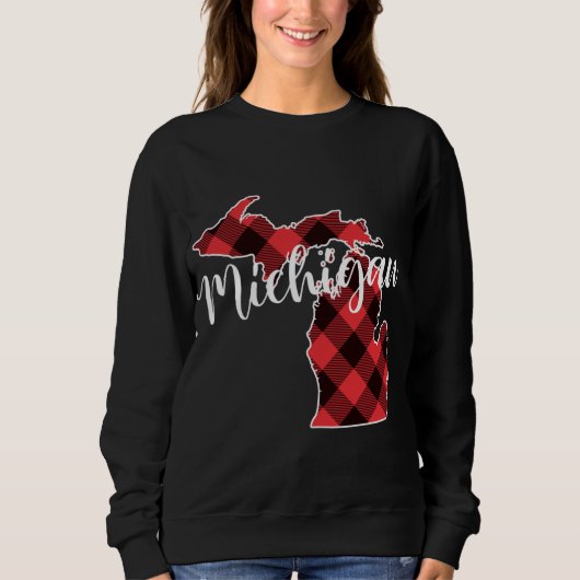 Kaart van de staat Michigan Buffalo Plaid Christma Trui (Voorkant)