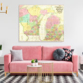 Kaart van de staat Michigan Canvas Afdruk (Insitu (Woonkamer))